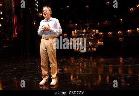 Lord Lloyd Webber during a photocall at Her Majesty's Theatre, west London. Emmy will star as Christine in the forthcoming film adaptation of Lord Lloyd Webber's musical 'The Phantom of the Opera'. Stock Photo