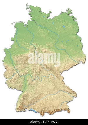 Relief map of Germany with shaded relief. Stock Photo