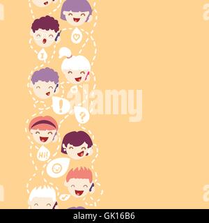 People talking on the mobile phone vertical seamless pattern Stock Vector