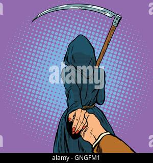 Follow me, the Grim Reaper leads Stock Vector