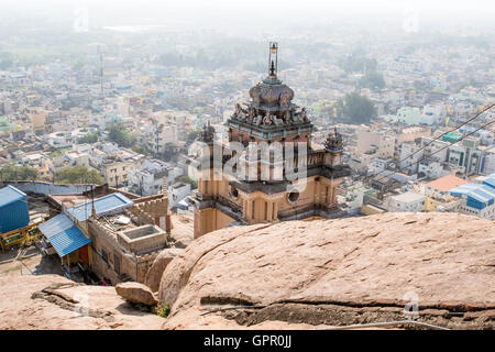 The Rock Fort Temple, Uchi Pilayaar Kovil, in Trichy (Tiruchirappalli) in Tamil Nadu, South India, Asia Stock Photo