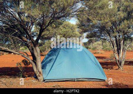 wilderness camping in the Australian bush Stock Photo