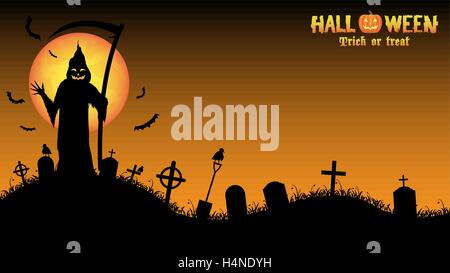 grim reaper with halloween background Stock Vector