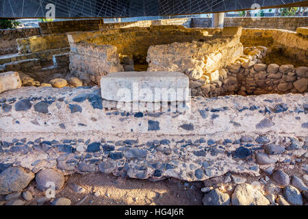 Saint Peter's House, Ruins Byzantine Church over Humble House from early 1st Century after Jesus' death Next to Sea of Galilee Capernaum Israel Stock Photo