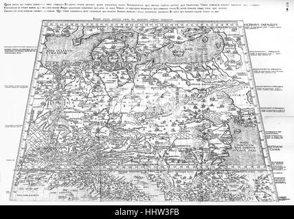 Oldest map of Germany drawn c. 1450 by Nicholas of Cusa (1401 – 11 August 1464), German philosopher and astronomer (Nikolaus von Kues / Nicolaus Cusanus) Stock Photo