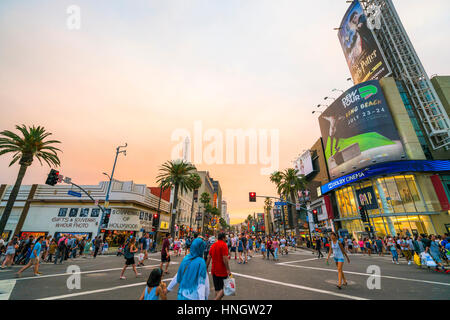 Los Angeles,California,usa. 2016/07/23:Hollywood boulevard,blvd, road at sunset,Los Angeles,California,usa. Stock Photo