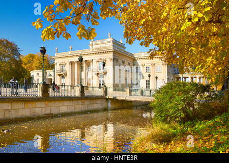 Royal Palace, Lazienki Park in autumn colors, Warsaw, Poland Stock Photo