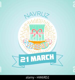 Calendar for each day on March  21. Greeting card. Holiday - Navruz. Icon in the linear style Stock Vector