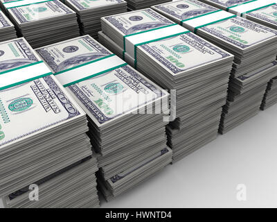 abstract 3d illustration of many dollars background Stock Photo