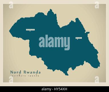 Modern Map - Nord Rwanda RW Stock Vector