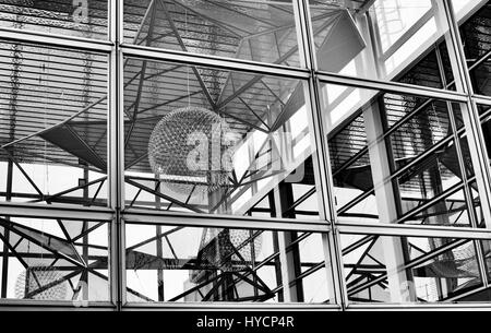 Malin Architectural Expanded Metal Kite sculptures at Centre MK, Milton Keynes Shopping Centre. Buckinghamshire, England. Black and white Stock Photo