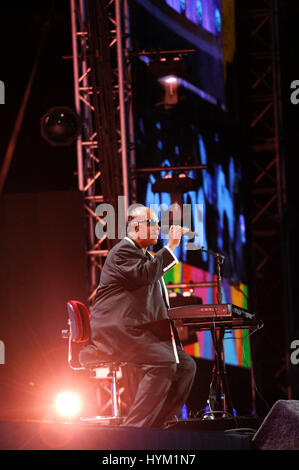 Stevland Morris aka Stevie Wonder performs at the Special Olympics World Games Opening Ceremony at the Coliseum on July 25th, 2015 in Los Angeles, California. Stock Photo