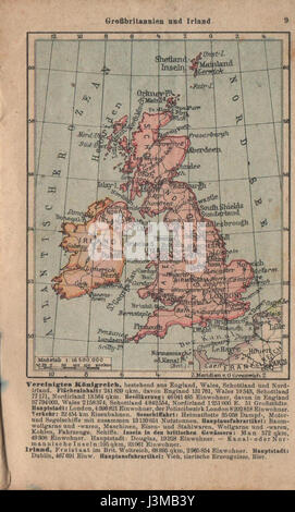 Great Britain and Ireland old german map Stock Photo