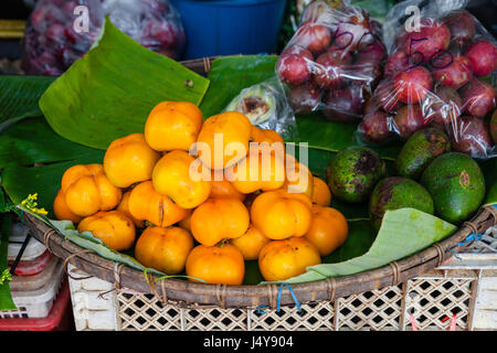 Fruits at the Chian Mai fruits market. Thailand Stock Photo