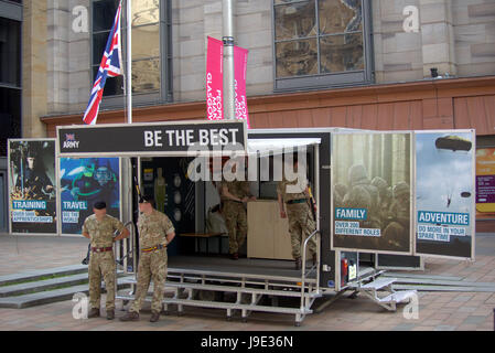 army recruitment town mobile stand be the best Stock Photo