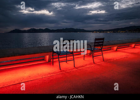 CANNES FRENCH RIVIERA -CROISETTE AT NIGHT TIME -FRANCE © Frédéric BEAUMONT Stock Photo