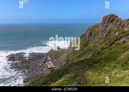 Hartland Point, lighthouse, Devon, England, UK Stock Photo