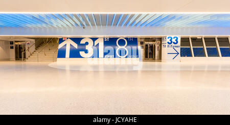 New York City, NY - June 15, 2017: Newly opened Penn Station renovation below the James A. Farley Post Office, Manhattan, New York City Stock Photo