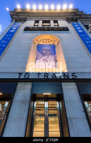 New York City, NY - June 15, 2017: Newly opened renovated West Entrance of Penn Station at the James A. Farley Post Office, Manhattan, New York City Stock Photo