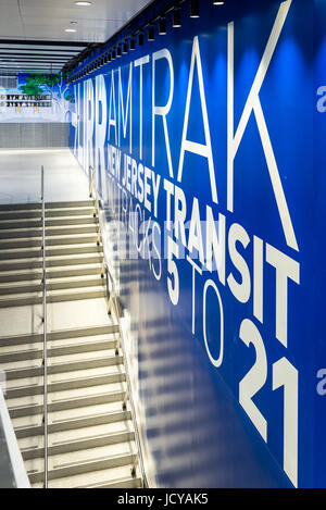 New York City, NY - June 15, 2017: Newly opened Penn Station renovation below the James A. Farley Post Office, Manhattan, New York City Stock Photo