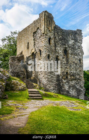 The ancient ruin of Peveril Castle, Castleton, Peak District, Derbyshire, England, UK. Stock Photo