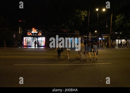 Los Angeles, California, USA: Tattoo shop on Hollywood Boulevard at night Stock Photo