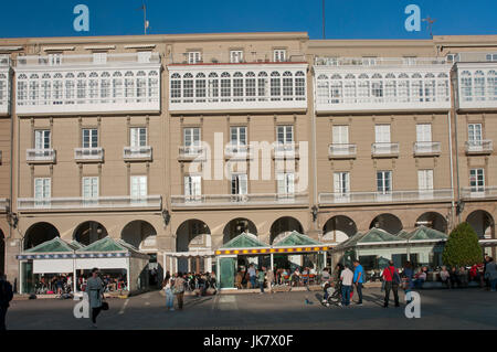 Maria Pita square, La Coruna, Region of Galicia, Spain, Europe Stock Photo