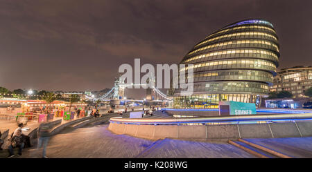 London City Hall, City Hall, at back Tower Bridge, More London Riverside, Southwark, London, England, United Kingdom Stock Photo