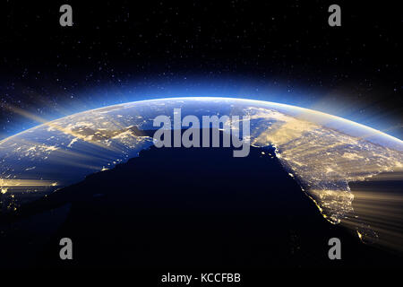 India and Middle East. Elements of this image furnished by NASA 3d rendering Stock Photo