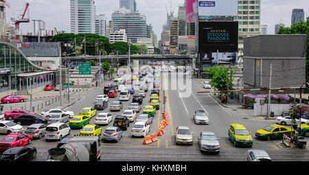 Bangkok, Thailand - Jun 18, 2017. Street at downtown in Bangkok, Thailand. Bangkok is the economic centre of Thailand and the heart of the country inv Stock Photo