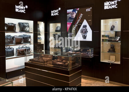 The Montblanc department at Macy's Herald Square selling fine writing instruments, watches and leather goods. Stock Photo