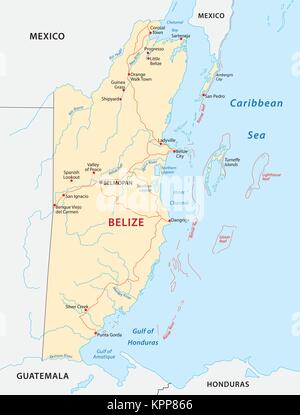 Belize road vector map Stock Vector