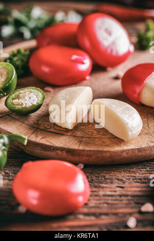 Babybel cheese in red wax Stock Photo