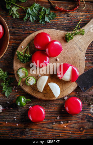 Cheese in red wax Stock Photo