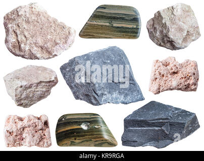 collection of specimens of mud minerals Stock Photo