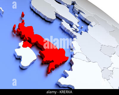 United Kingdom on world map Stock Photo