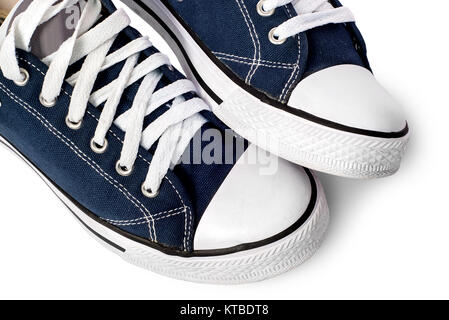 Closeup of dark blue athletic shoes Stock Photo