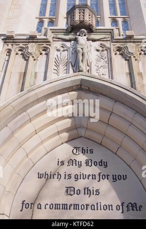 Main entrance, Blessed Sacrament Catholic Church, Glebe, Ottawa, Ontario, Canada. Stock Photo