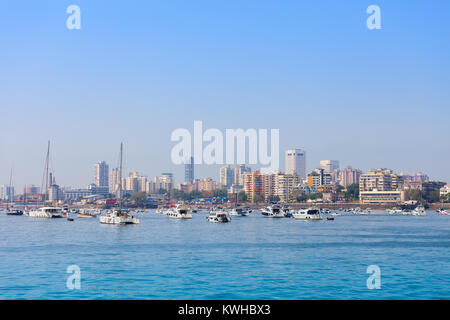 Mumbai skyline view from Marine Drive in Mumbai, India Stock Photo