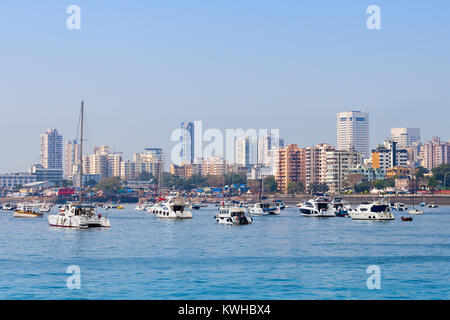 Mumbai skyline view from Marine Drive in Mumbai, India Stock Photo