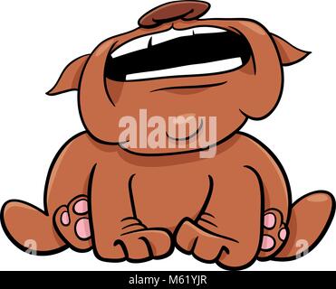 Cartoon Illustration of Bulldog Dog Animal Character Barking or Howling Stock Vector