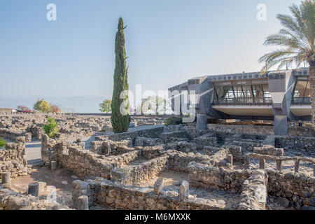 Israel, Sea of Galilee, Exterior of the Capernaum Catholic Church built over the house of Saint Peter Stock Photo