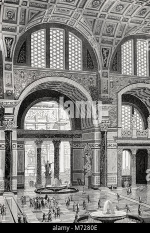 The Baths of Caracalla in ancient Rome, Italy, Reconstruction Stock Photo