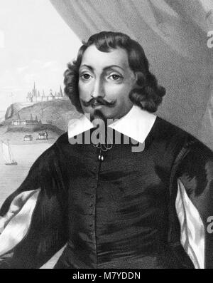 Samuel de Champlain (1567-1635), portrait of the French explorer, cartographer and navigator, famous for the founding of Quebec. A 19thC lithograph by César Ducornet Stock Photo