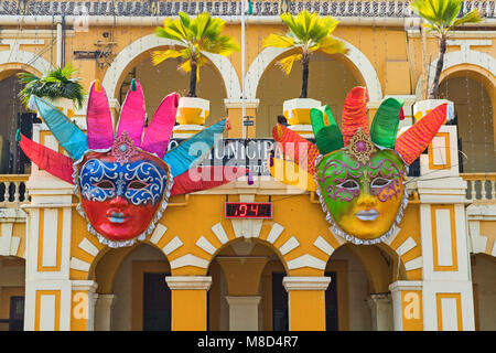 Town Hall with Carnaval masks Margao Goa India Stock Photo