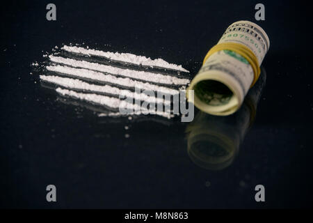 Hard drugs on dark table Stock Photo