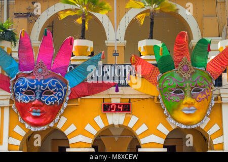 Town Hall with Carnaval masks Margao Goa India Stock Photo