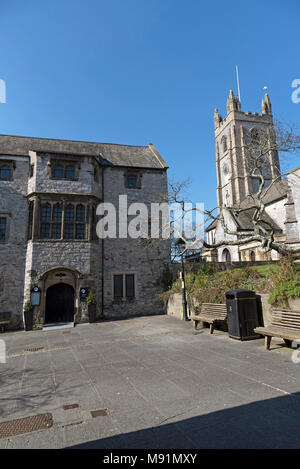 The Greedy Goose restaurant in the oldest Plymouth building. The Prysten House dates from 1487. Plymouth Devon UK Stock Photo