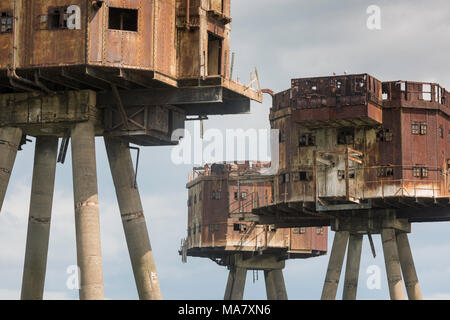 The World War II Maunsell Forts in the Thames Estuary off the North Kent coast. Stock Photo