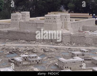 MAQUETA DE JERUSALEN - TEMPLO DE JERUSALEM-FORTALEZA DE ANTONIA-CONSTRUIDA ENTRE EL 37/35 AC POR HERODES. Location: HOTEL HOLYLAND, ISRAEL. Stock Photo